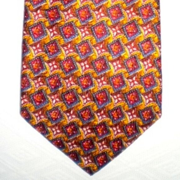 ERMENEGILDO ZEGNA silk tie red gold floral retro